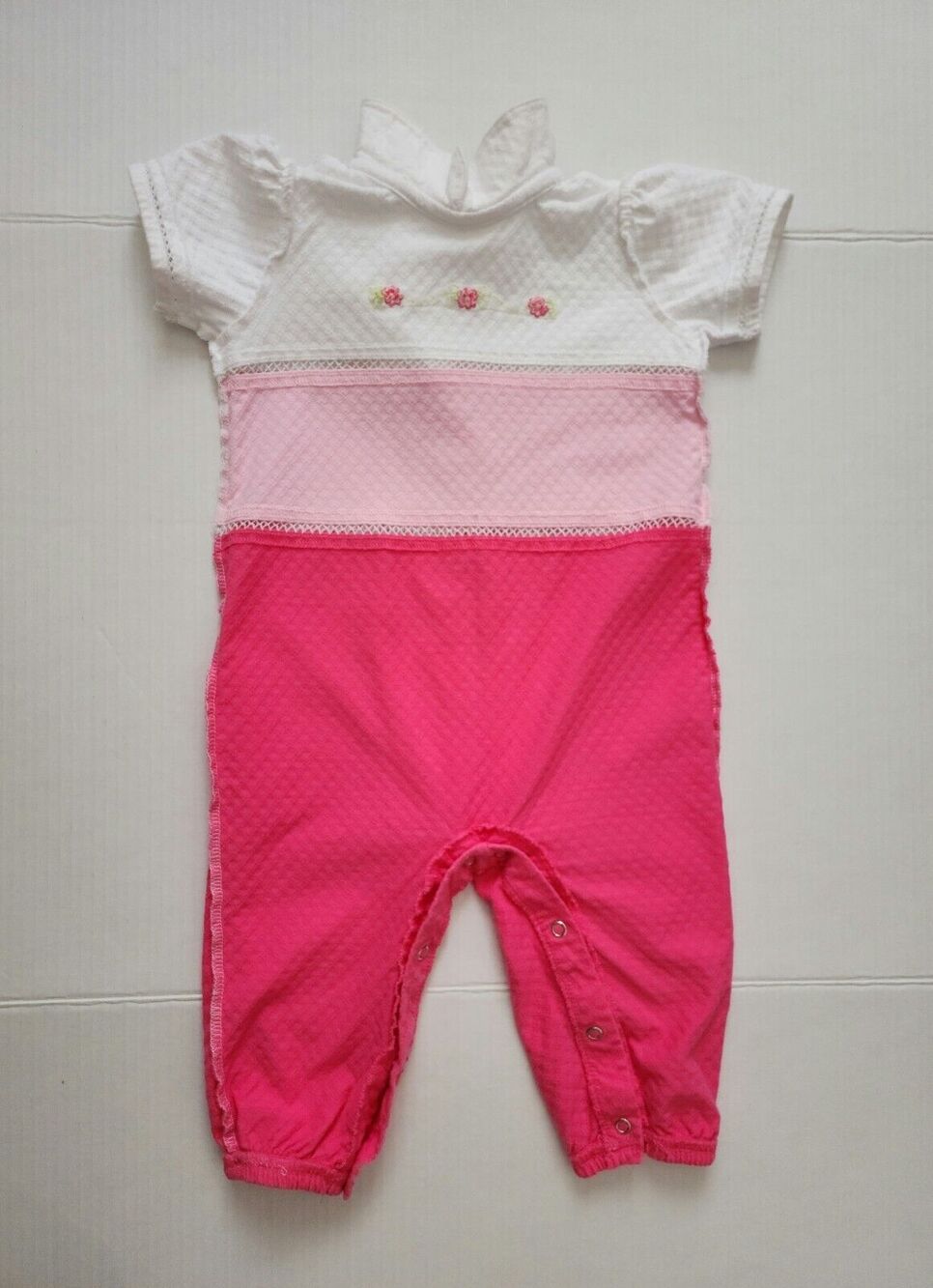 Baby Girl Clothes Lot - 2 Cotton Romper Jumpers & 1 Hooded Cardigan Playwear 12M - Picture 11 of 16